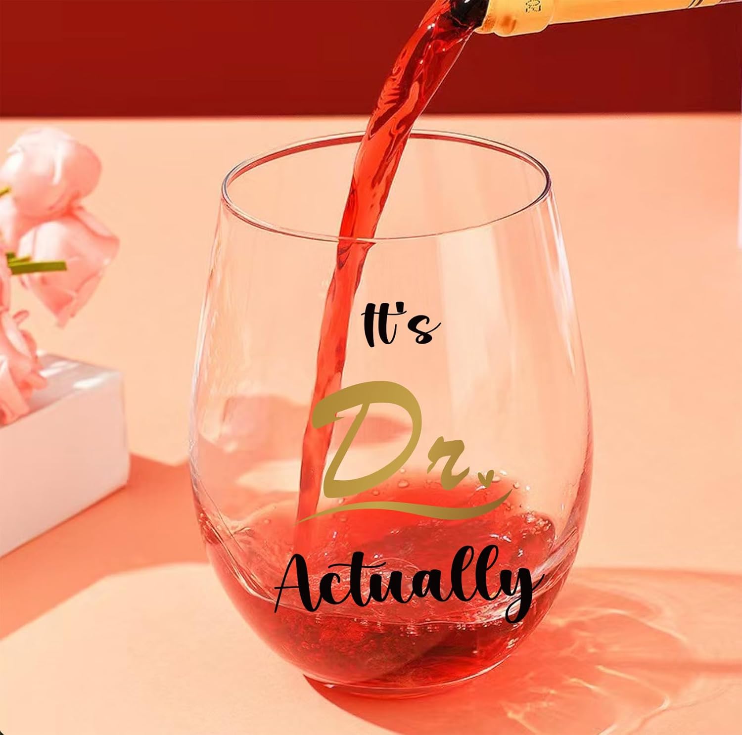 Personalized Doctor Gift Stemless Wine Glass - 15 oz Graduation Gift for New PhD, Physician, Med Student - Son Daughter From Dad Mom - Doctorate Degree Appreciation Drinkware -34 - Image 2