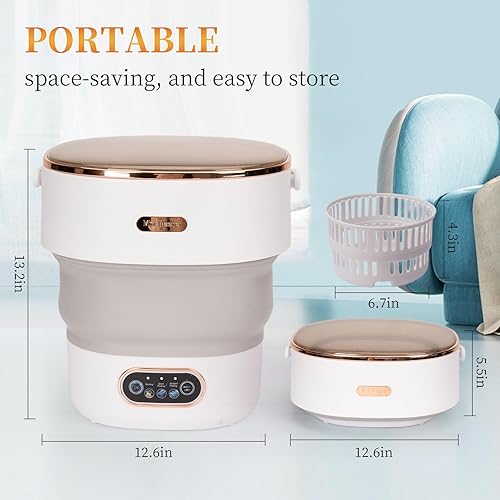 Miniatura 5 de Mini lavadora portátil, pequeña lavadora plegable de 16 L, 3 modos de limpieza para lavar ropa interior, ropa de bebé y otros artículos pequeños,