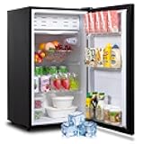 SMETA Mini Fridge 3.2 Cu.Ft, Single Door Small Refrigerator for Bedroom Office Dorm Apartment, Undercounter Compact Fridge for Garage Kitchen, Low Noise, Energey Saving, Black