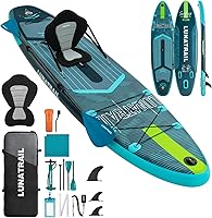 LunaTrail 11'x34" Extra Wide Inflatable Stand Up Paddle Board SUP - Ultra Stable for Yoga, Surfing, Family Fun | Complete Kit w/ Paddle, Pump, 120L Bag