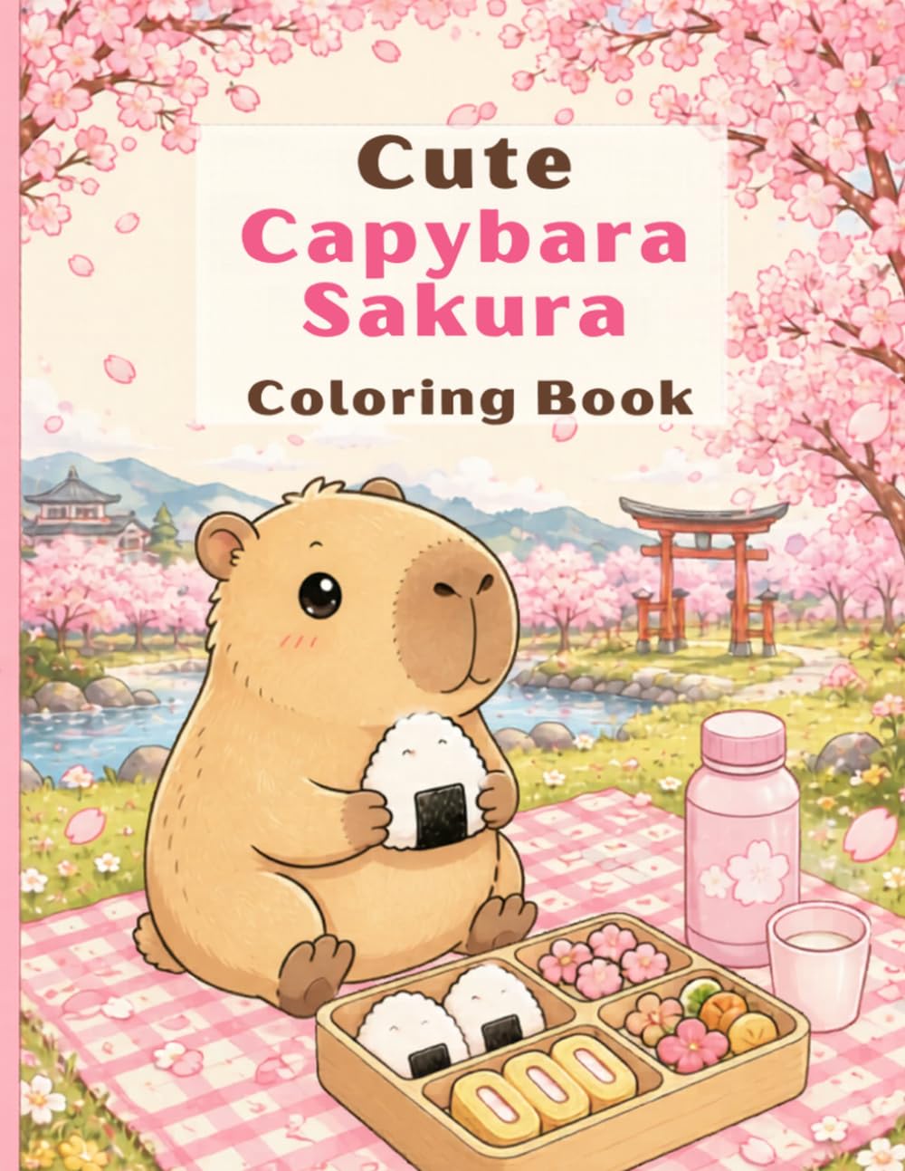 Cute Capybara Sakura: Coloring Book