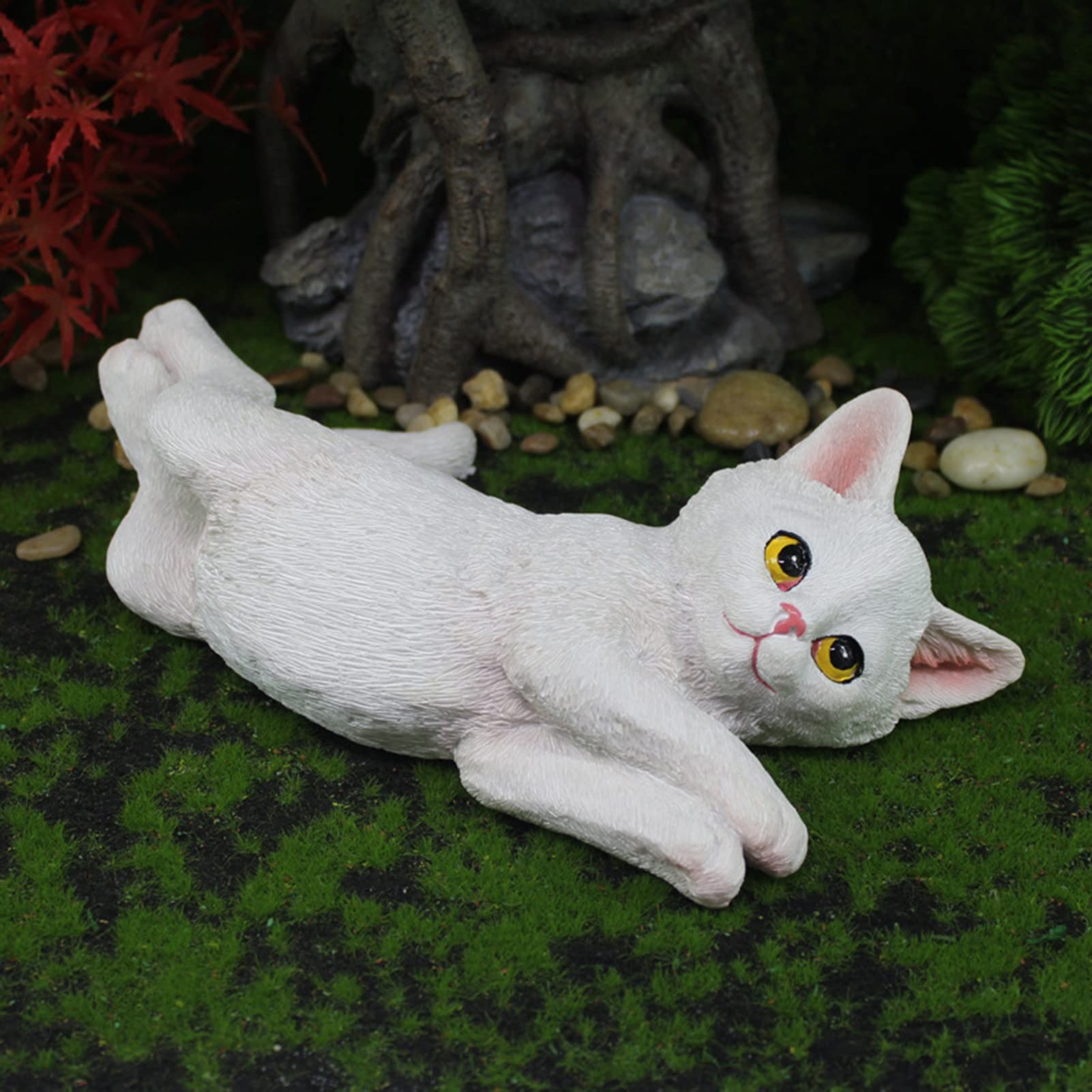 Statua Gatto Fortunato Portaoggetti - Scultura Decorativa Bianca Per Chiavi E Piccoli Oggetti - Foto 5