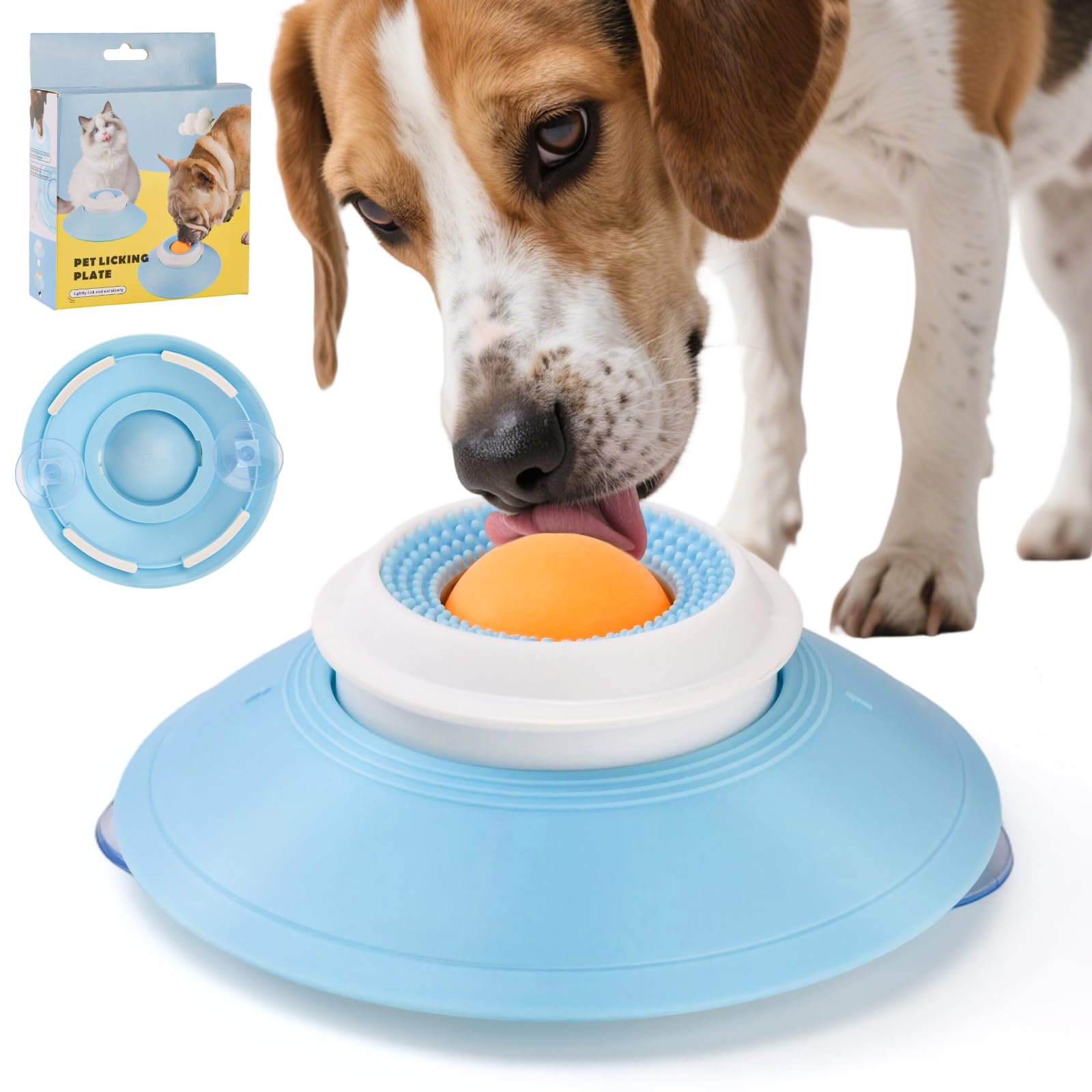 Puzzle Feeder Lick Bowl - Voerpuzzel - 25x8 cm Wit Geel