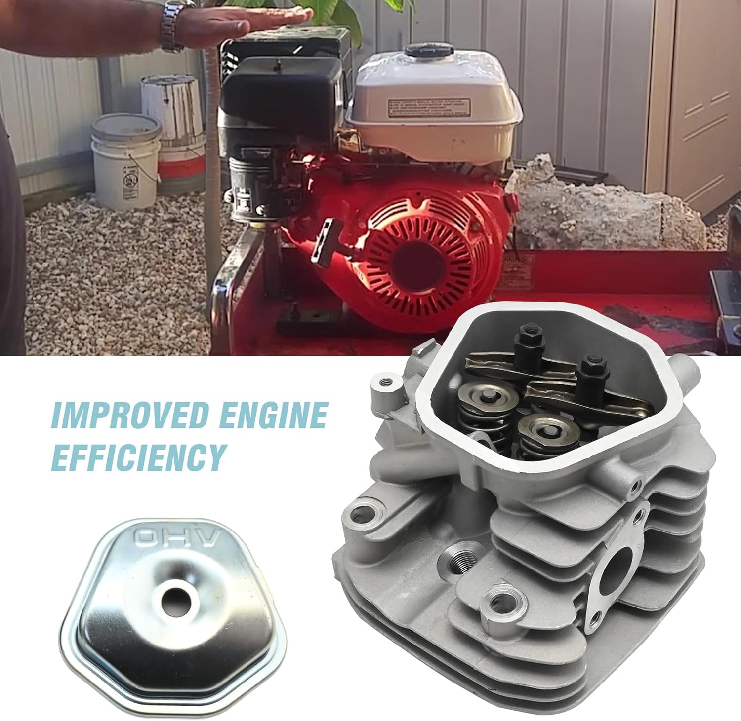 Assembled Cylinder Head Kit Replacement for Honda GX240 8HP GX270 9HP Engine, Cylinder Head Assembly with Valve Spring Spark Plug Insulator Head Gasket Carburetor Gasket