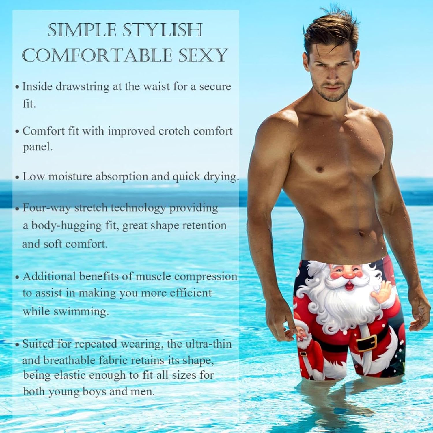 Christmas Elements Boys' Swim Jammers Youth Competitive Swim Team Suit Quick Dry Athletic Swimming Shorts