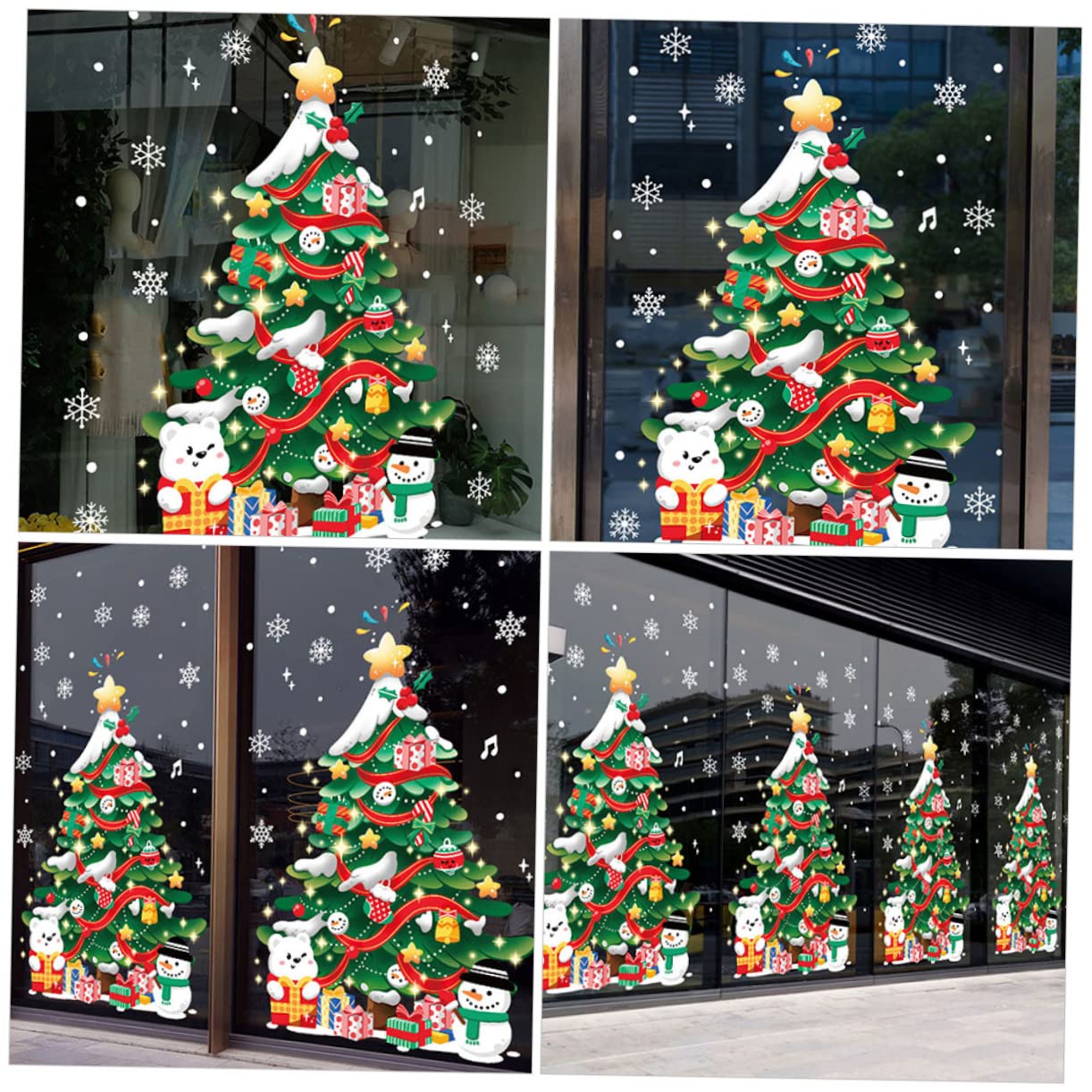 PRETYZOOM 5 Blätter Weihnachtsbaumaufkleber Winterfenster Aufkleber für die Weihnachtsvitrine weihnachts wanddeko weihnachtswanddeko schmücken Cartoon-Wandaufkleber Wandtattoo