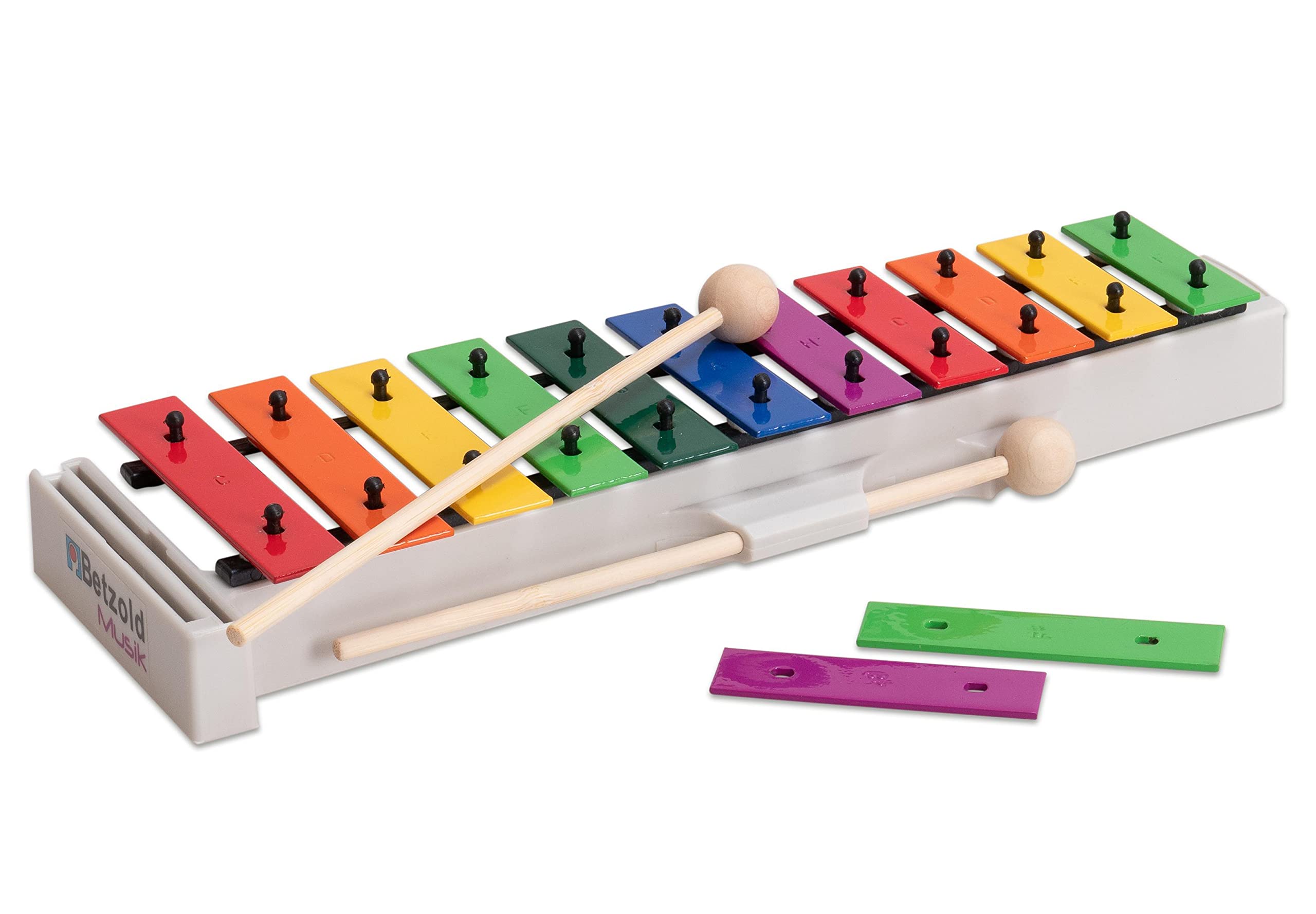 Betzold Sopran-Glockenspiel, bunte Metall-Klangplatten Musikinstrument für Lernende