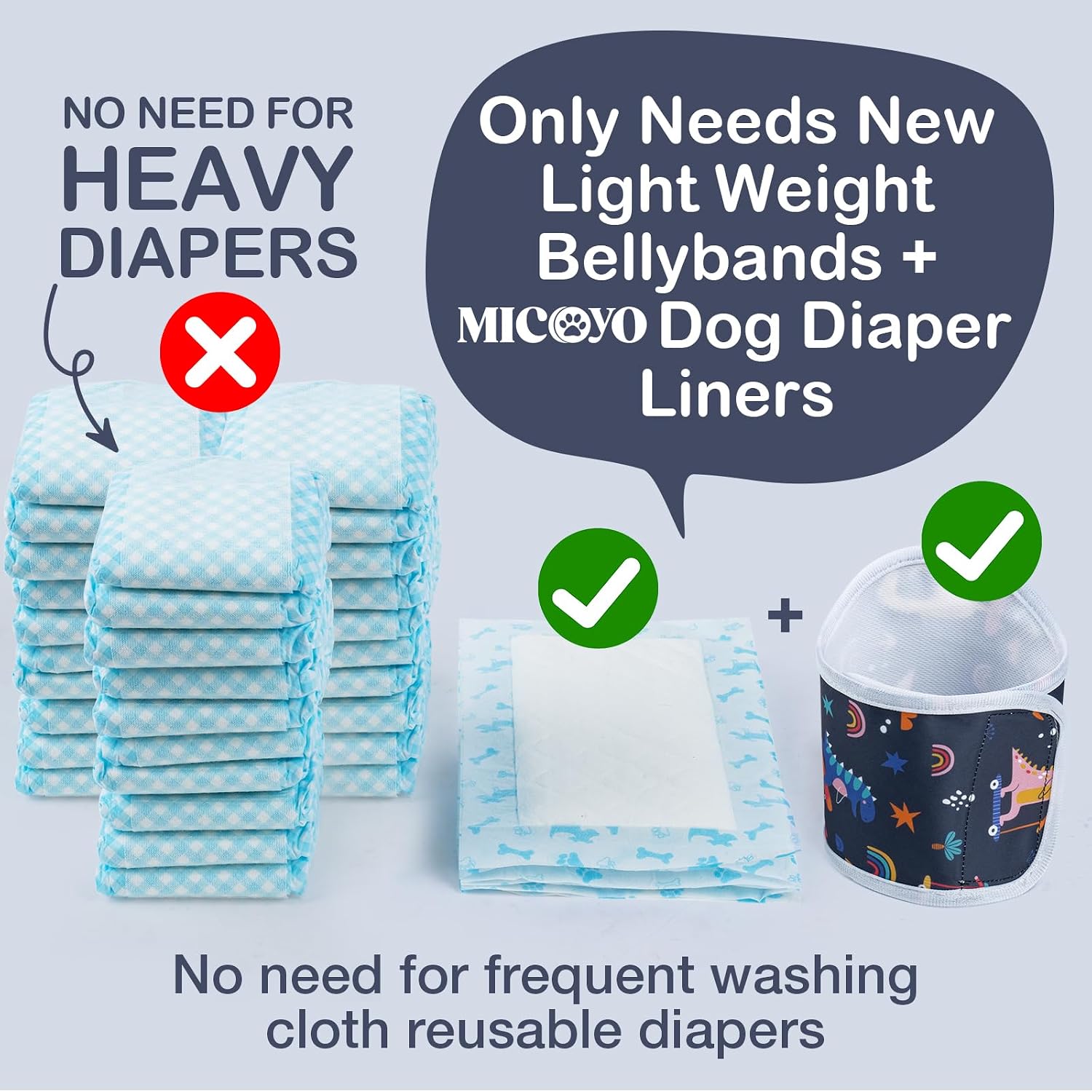 MICOOYO Male Dog Diaper Lightweight Dog Wraps Washable Dogs Diapers Doggie Belly Bands for Male Dogs, Small Reusable Puppy Diapers (Dinosaur,XS) image 3