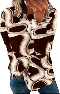 YuzRong Women Tops Long Sleeve Women's Autumn And Winter Printing Multi Color Long Sleeved Round Necked Hooded Hooded Sweater
