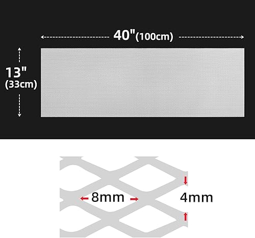 Miniatura 142 de AggAuto Malla universal para parrilla de automóvil de 40 x 13 pulgadas, de acero inoxidable revestido de cloruro de polivinilo, rejilla
