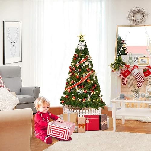 Miniatura 2 de CHEFJOY - Árbol de Navidad artificial verde, lujoso árbol de Navidad realista con puntas de ramas de PVC y soporte de metal plegable, pino sin