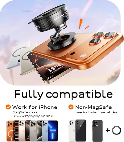 Lazmount Car Mount for MagSafe All Smartphones One-Tap Rotate for Calls, N55 Magnets Stay Rock - 2