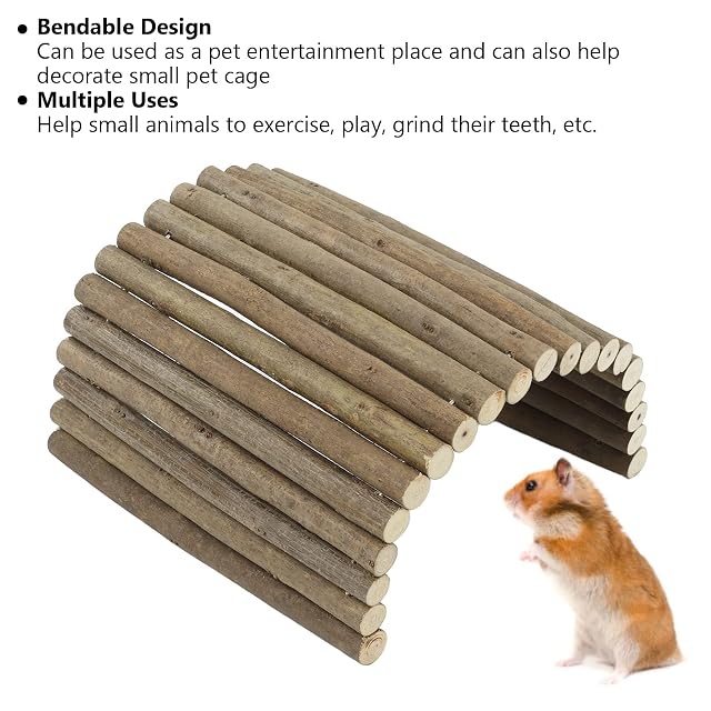 Foto 2 de 8 de Puente Roedores, Puente de Palos de Madera, Flexible Escalera para Mascotas Puente Curva de Madera para Jerbos