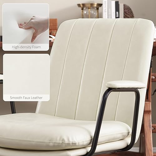 Miniatura 3 de Zouron Silla de oficina moderna de mediados de siglo giratoria, silla de escritorio ergonómica para sala de estar, silla de computadora, silla de