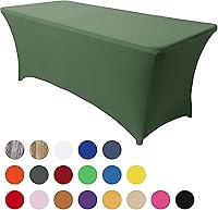 Vista 96 de Obstal Funda de mesa de elastano elástica de 4 pies para mesas plegables estándar, paquete de 2 manteles rectangulares universales ajustables