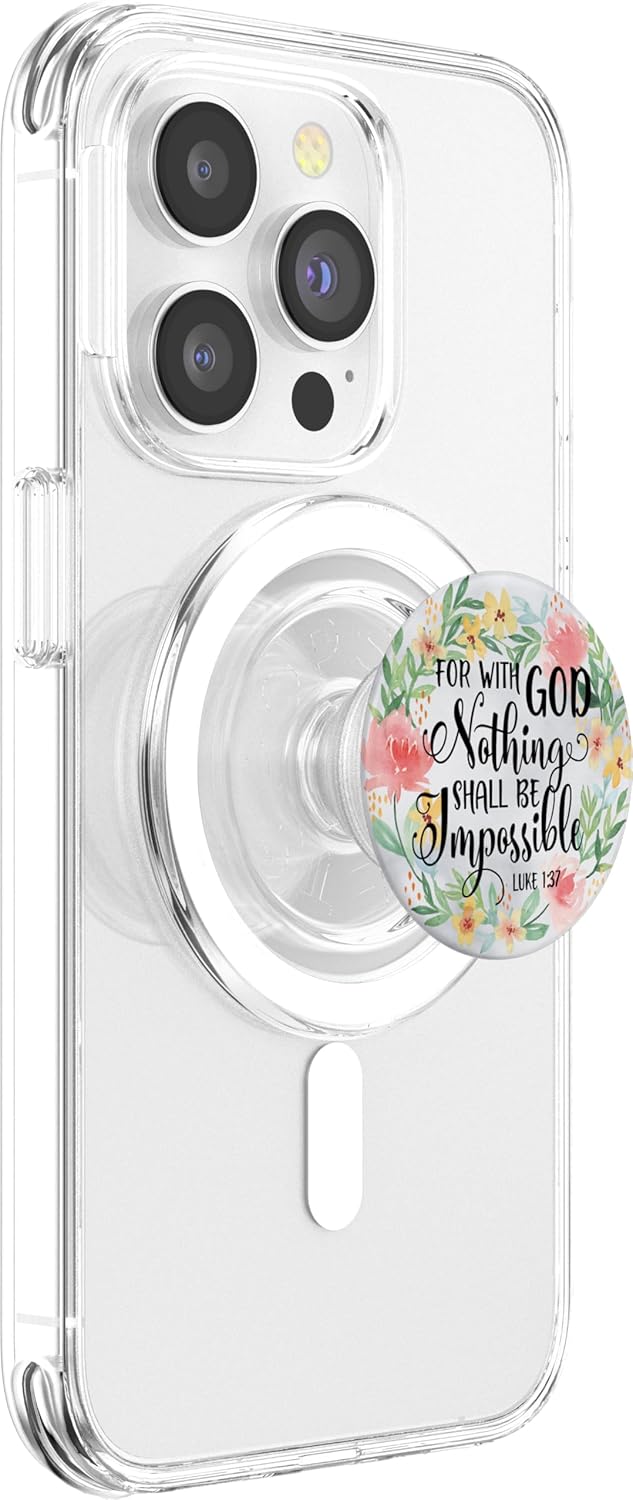 Christian Nothing is Impossible Bible Verse Scripture Floral PopSockets MagSafe PopGrip for iPhone