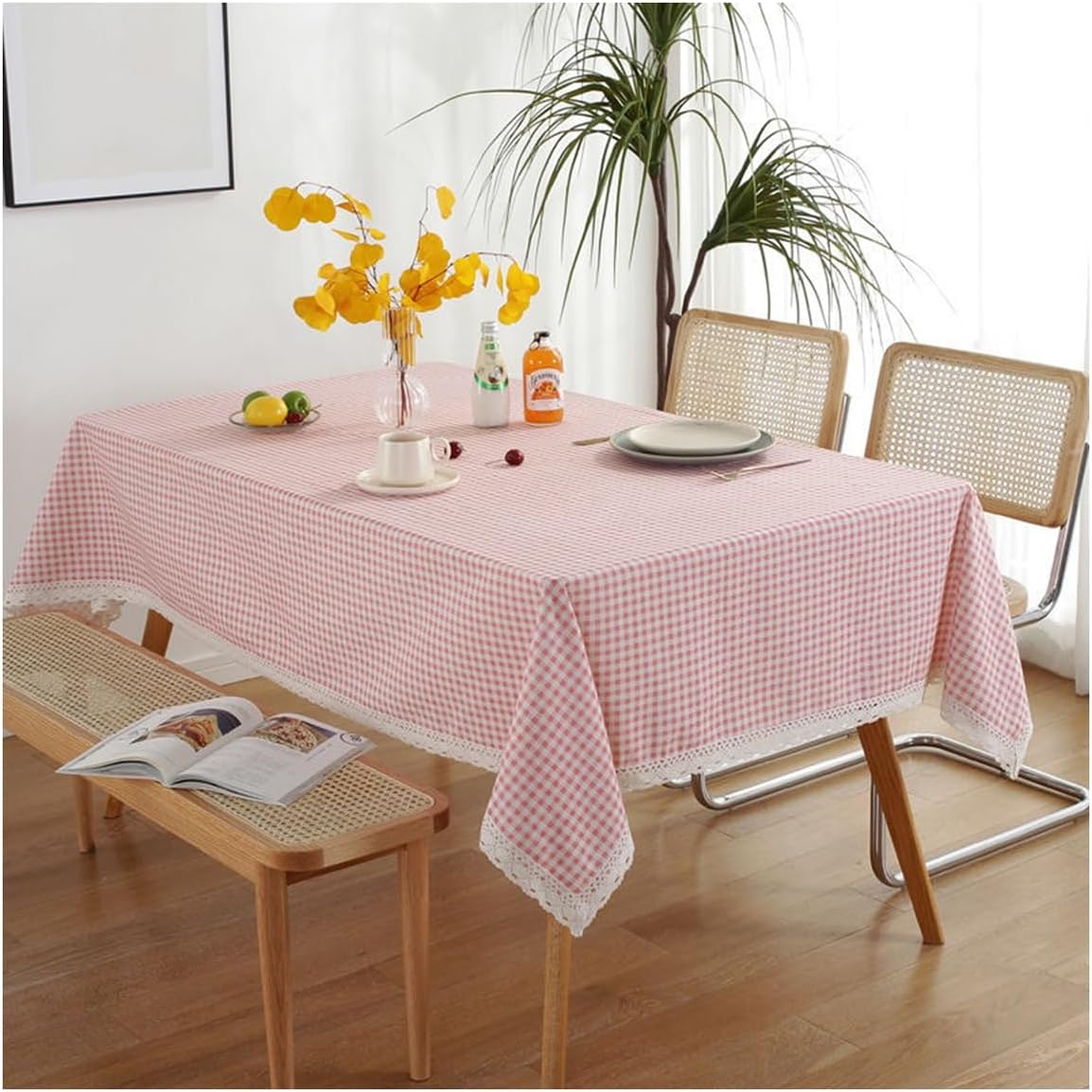 JAELA Rectangular Tablecloth, Cotton Linen Tablecloths Washable Table Linener Home Table Cover Table Protecter for Cafe Restaurant，Dining，Buffet Tabletop Decoration (Color : C, Size : 130 * 181cm)