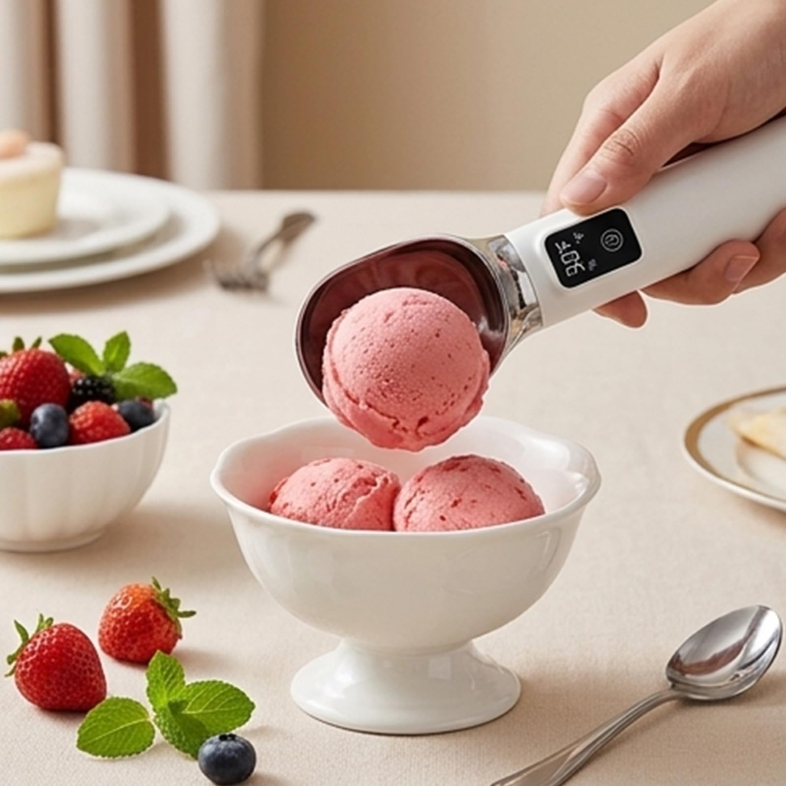 Cuillères à glace électriques de qualité supérieure avec corps étanche et fonction de chaleur rapide pour les amateurs de desserts