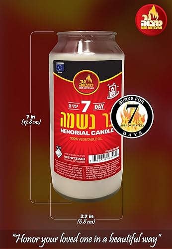 Miniatura 3 de Ner Mitzvah Vela Yahrzeit de 7 días  1 paquete de velas conmemorativas de Yahrzeit blanco kosher  Yom Kippur y vela navideña en tarro de vidrio