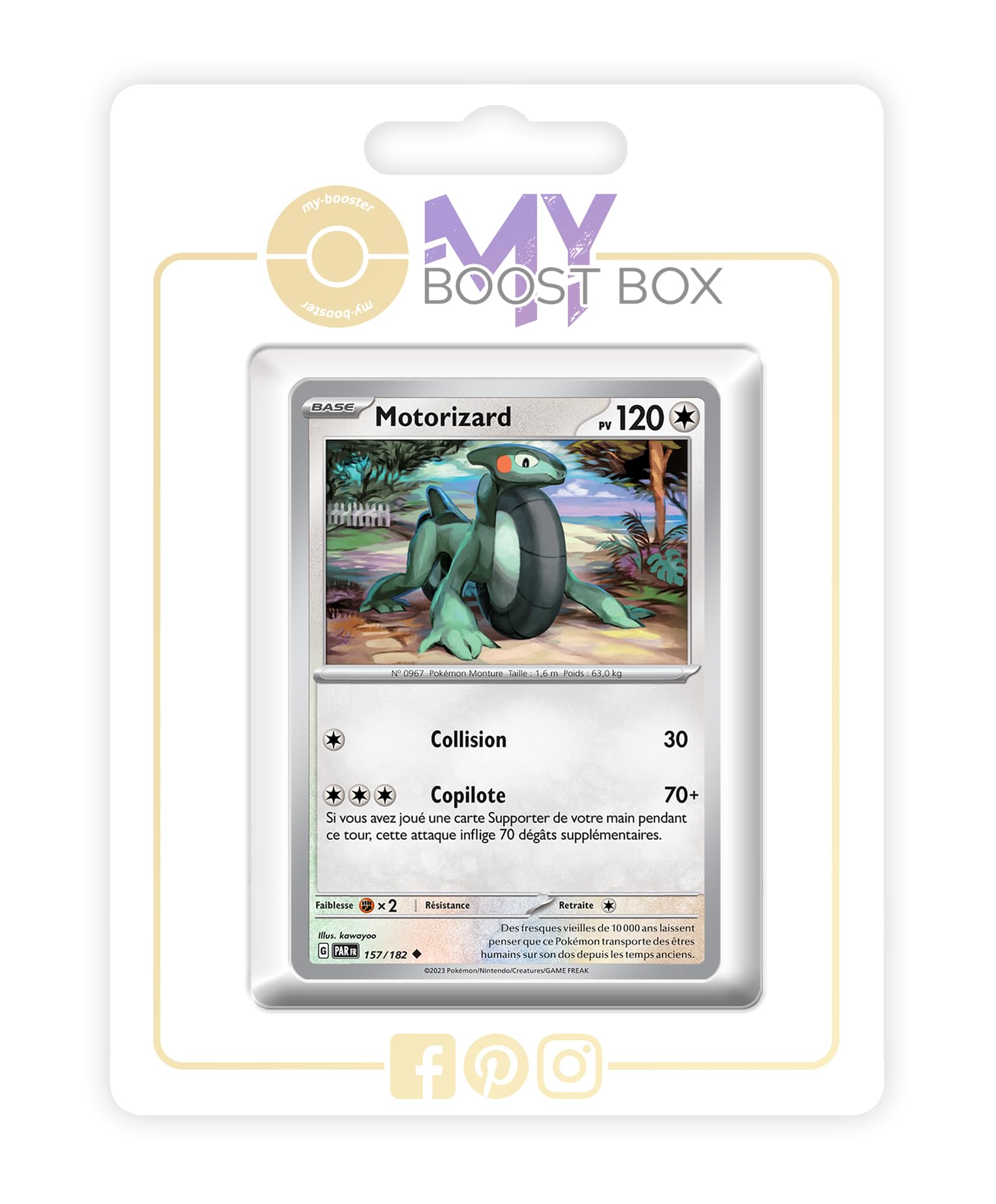 Motorizard (Cyclizar) 157/182 Reverse - my-booster X Écarlate et Violet 4 - Faille Paradoxe Box of 10 Pokemon French Cards