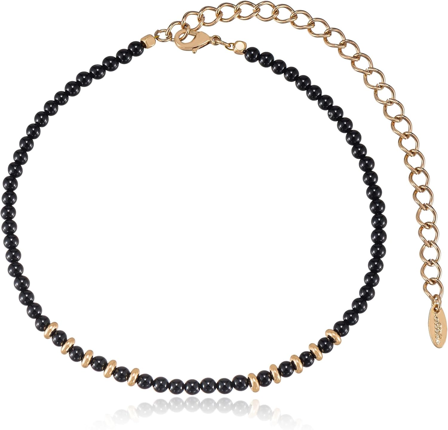 Ettika Still Surprise You Onyx and Gold Choker Necklace, 10.5" + 4" Extender