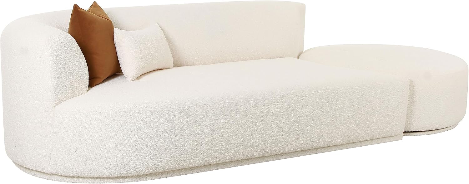 Tov Furniture Fickle Cream Boucle 2-Piece Chaise Modular RAF Sofa
