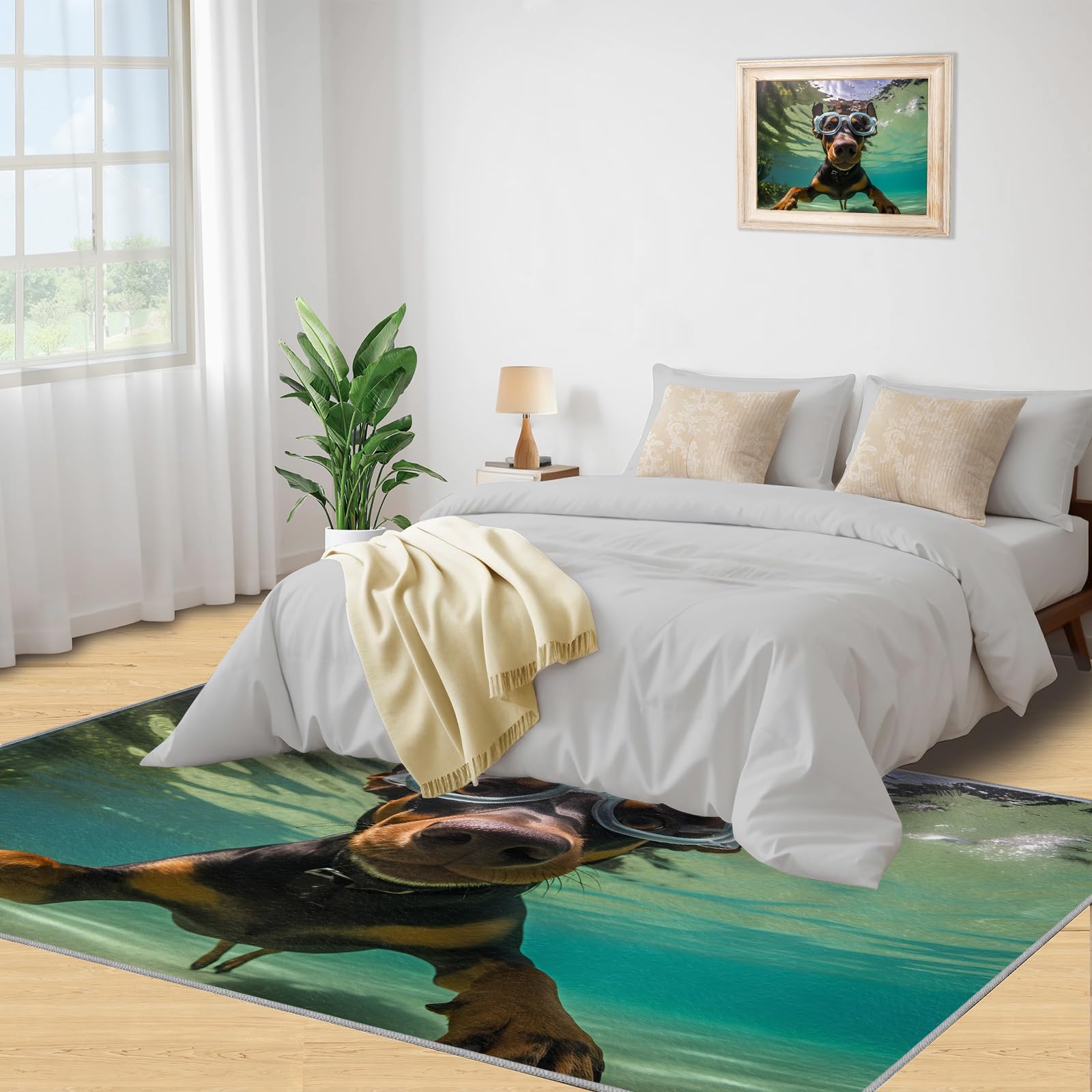 Amazon.com: 5x7 Rug - Funny Doberman Area Rugs for Living Room