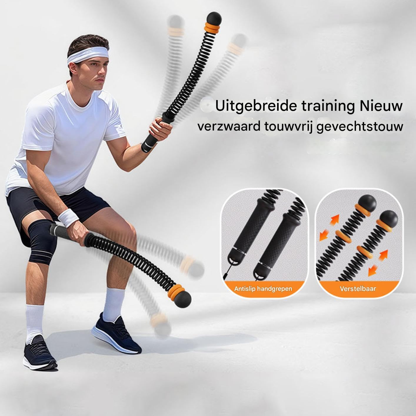 Cuerdas de batalla – Acero de 16,93 pulgadas | Cuerdas de fitness ponderadas - Entrenamiento de pecho de brazos con peso ajustable y cabeza de goma Ideal para gimnasia en casa