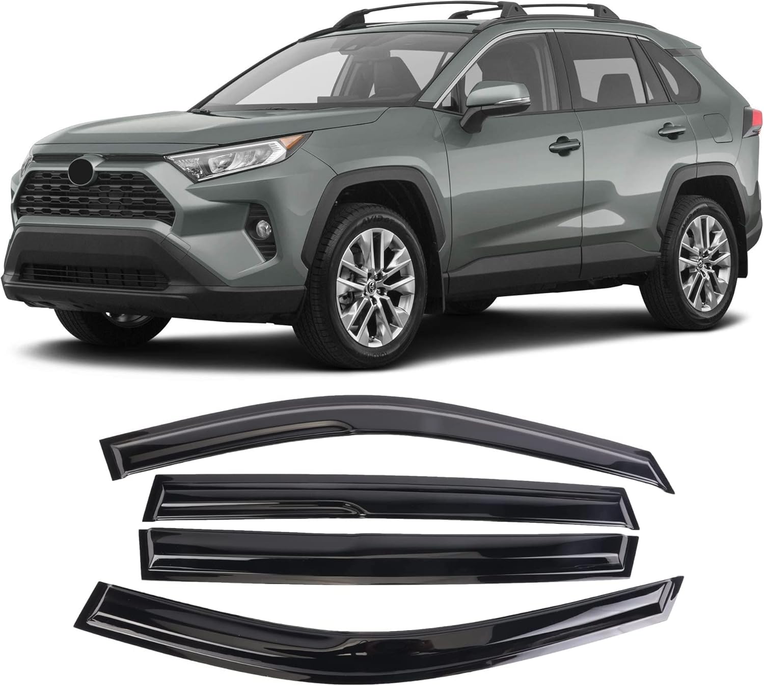 Window Visors Rain Guards Deflector 4 Piece Set for 2019-2022 Toyota Rav4 94255