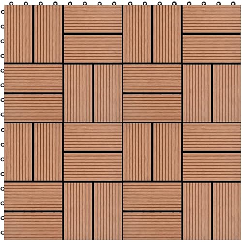 vidaXL 11 pcs Decking Tiles WPC 11.8" x 11.8" 1 sqm Brown
