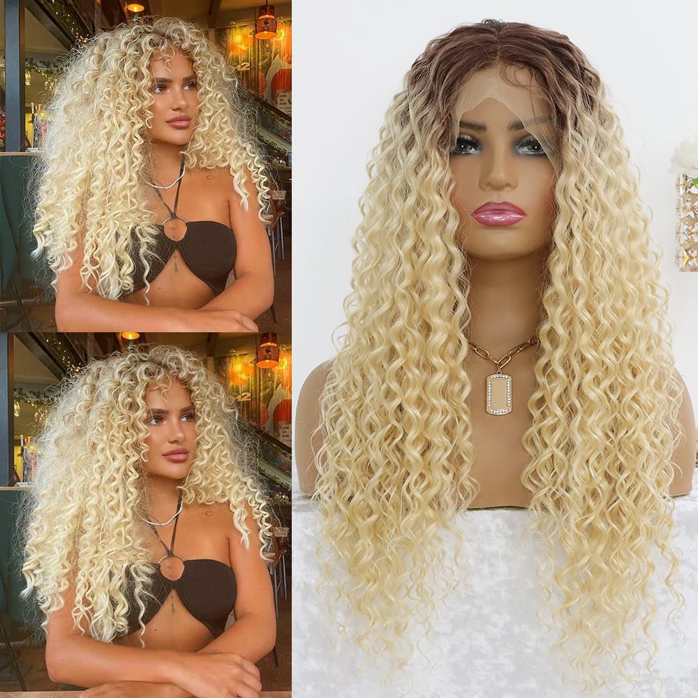 Amazon.com : MACA BAKA Ombre 613 Bleach Blonde Deep Curly  display picture 1