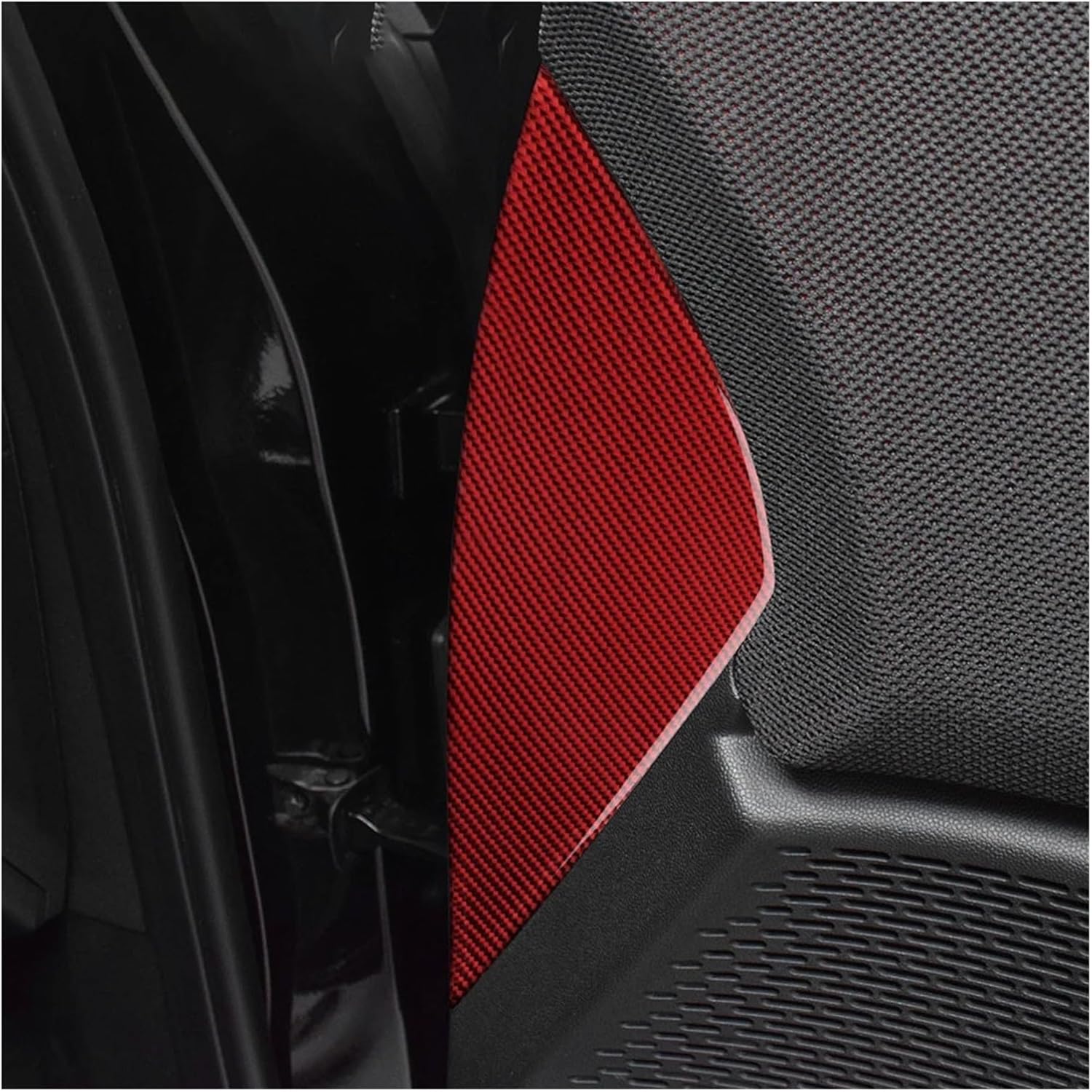 Car Door Side Panel Cover Interior Trim Soft Carbon Fiber Sticker Compatible with Mini Countryman U25 2024 2025 2pcs Black Red(Black)