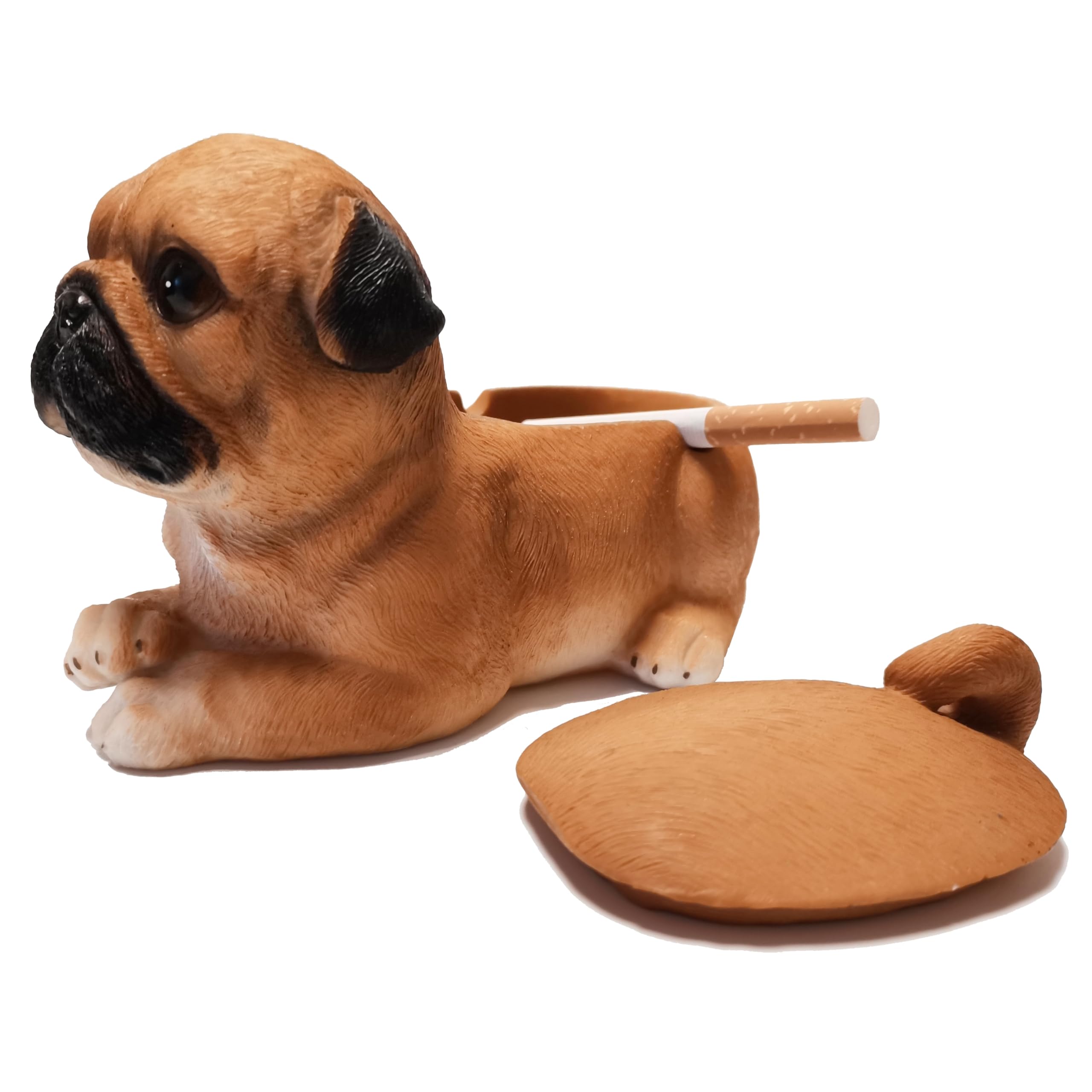 Photour Cute Dog Ashtray with Lids Smokeless Ashtray Indoor Resin Cigar Ashtrays for Patio Windproof Outdoor Ashtray Funny Ashtrays for Smokers (PUG)
