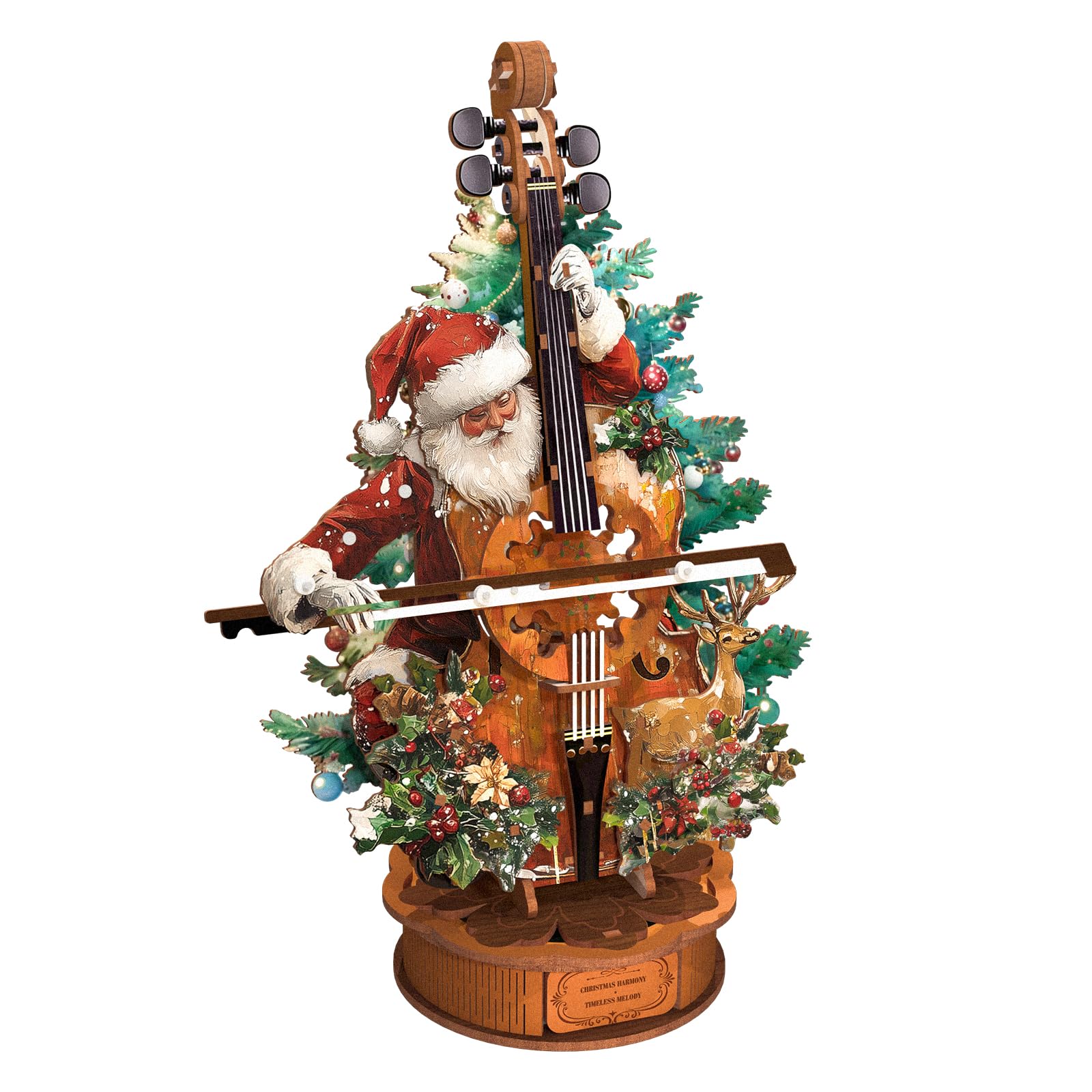 3D Holzpuzzle Erwachsene, Weihnachtskonzert Cello Holz Spieluhr Modellbausätze, Basteln/Schreibtisch Wohn Dekoration/Hobbys für Frauen und Männer, Geschenk zum Geburtstag und zu Weihnachten