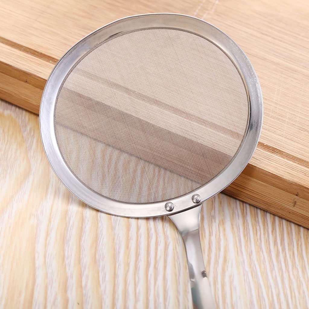 Colador de malla de acero inoxidable, colador de alimentos de malla fina, colador de cocina con mango de buen agarre, utensilios de cocina multifuncionales (Size : S)