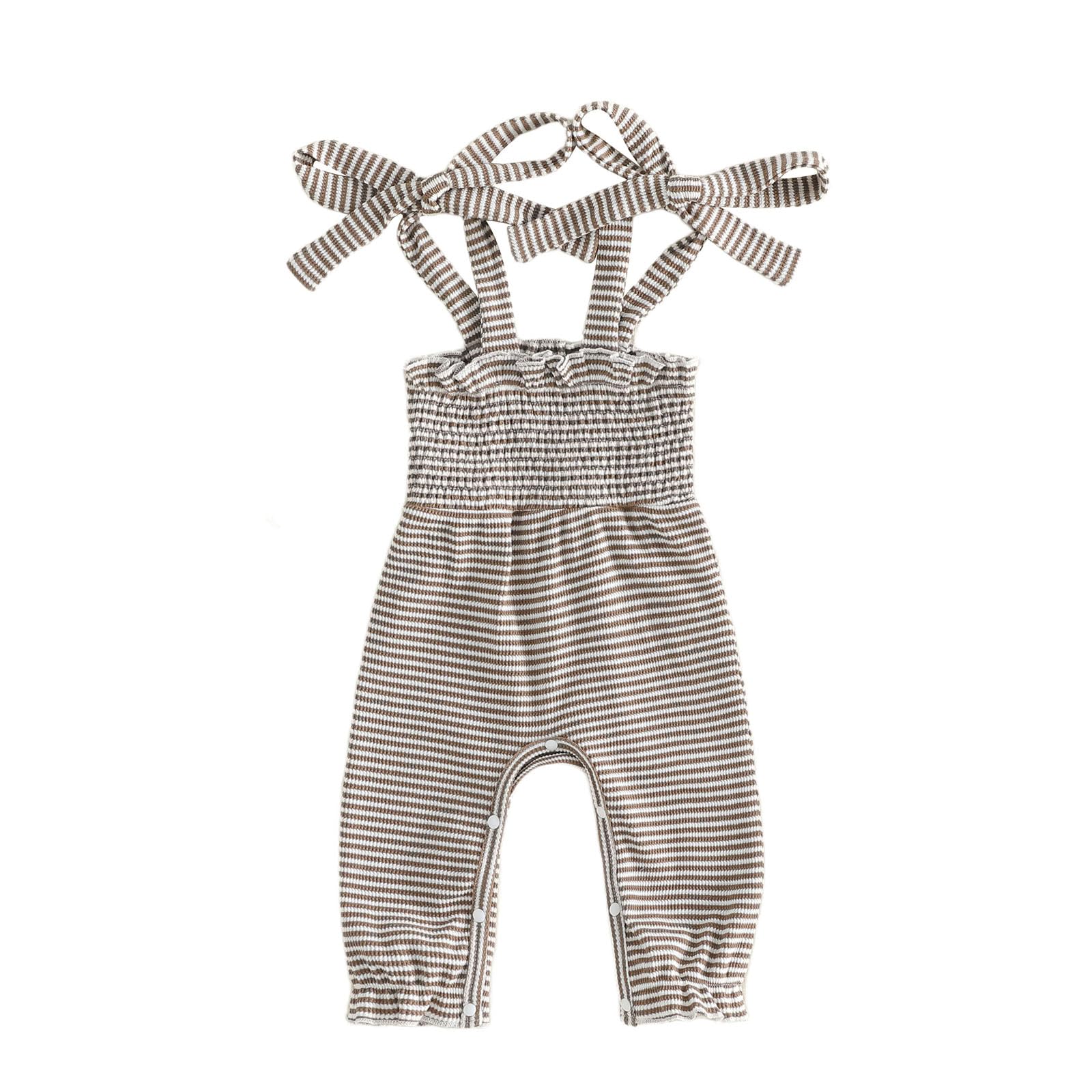 Sasaerucure Summer Clothes for Baby Girl 3 6 12 18 24 Months Waffle Striped Halter Sleeveless Romper Jumpsuit