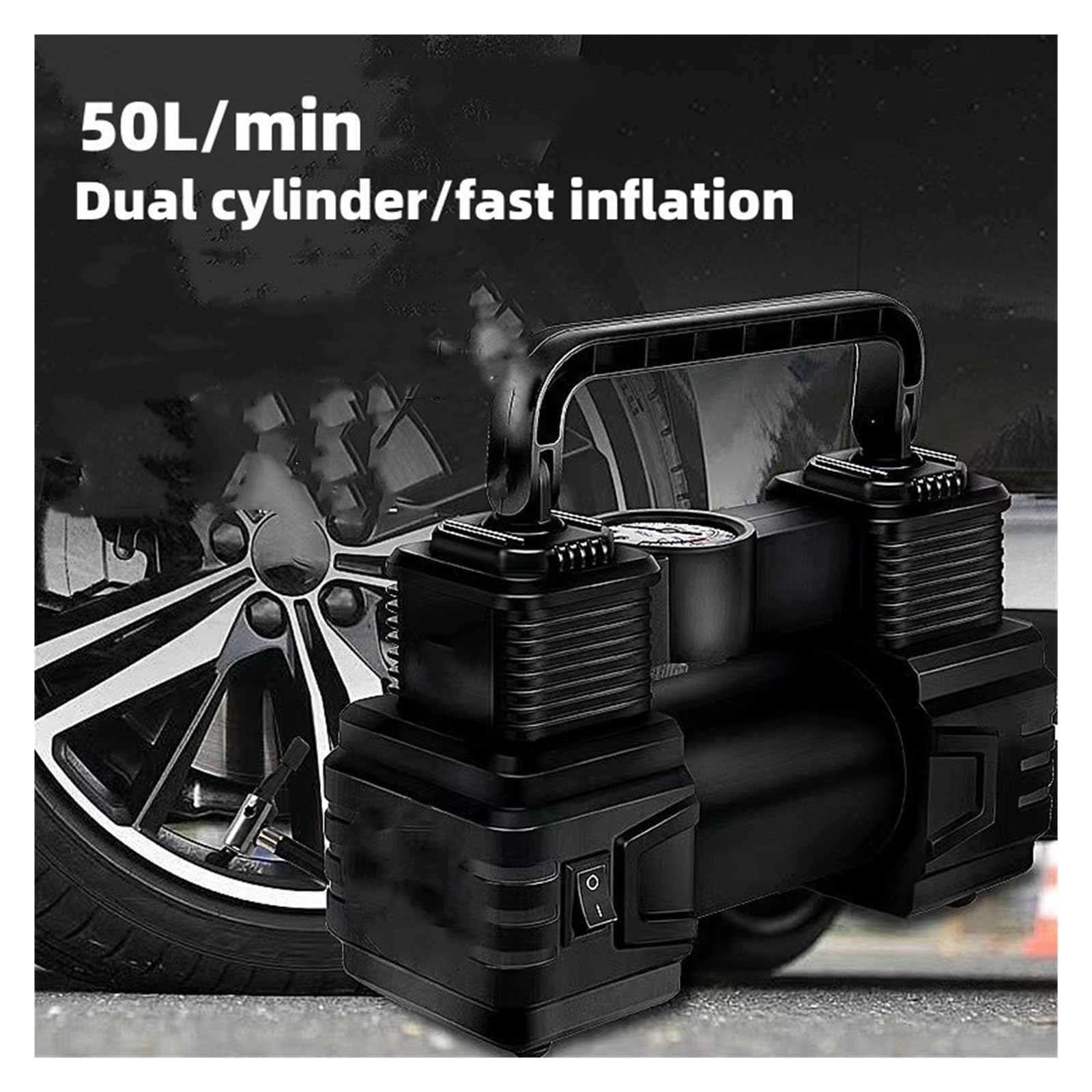 Przenośna Sprężarka Powietrza Inflator Opon 150 Psi 12V DC Pompka Do Samochodowych Z Cyfrowym Manometrem Auto Jasna Latarka Awaryjna Natychmiastowa Inflacja