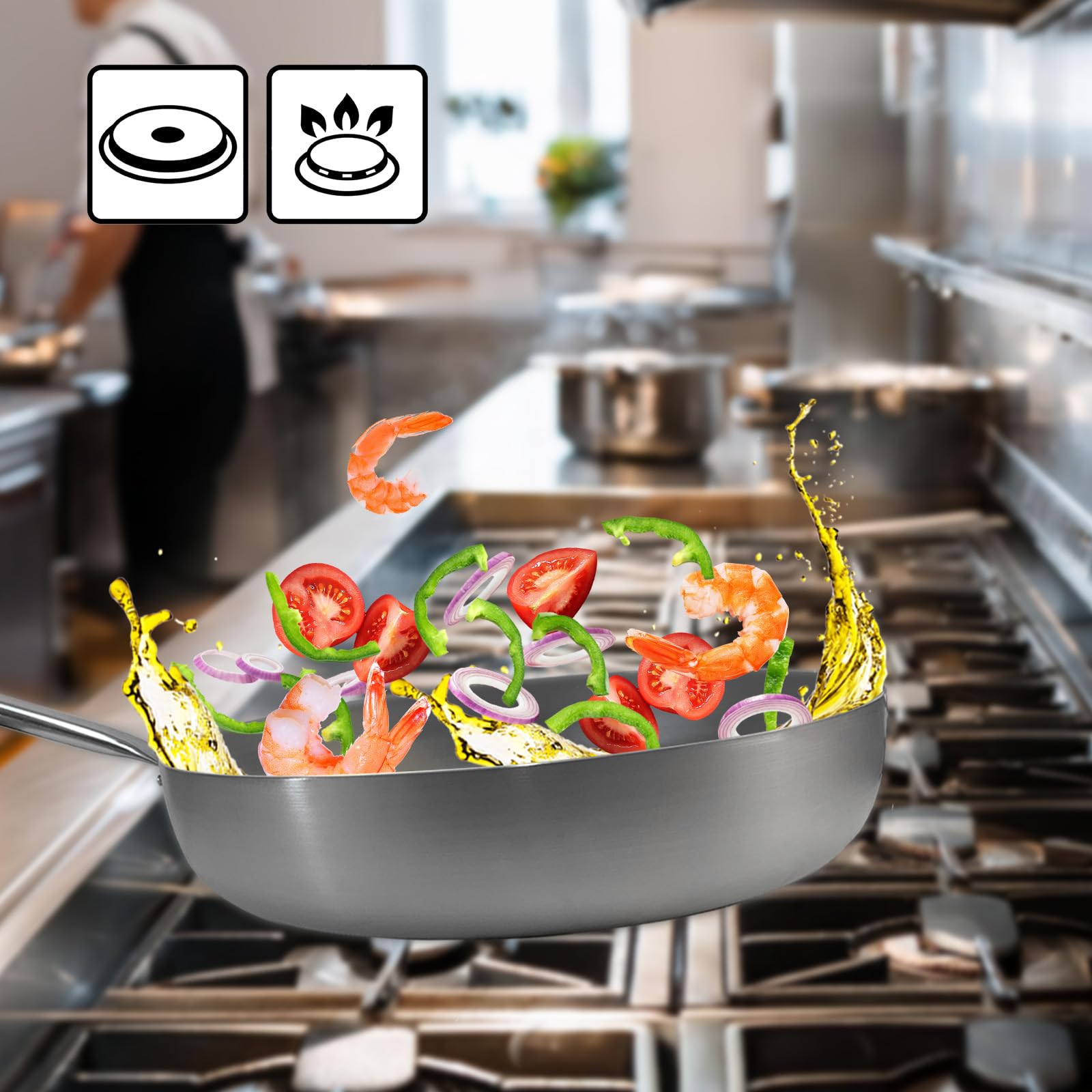 Sicignano | Padella Saltapasta per Piano Gas Elettrico, 40 cm, Alluminio, Manico in Metallo, Spessore 1,5-2 mm, Made in Italy - Padella per Mantecare Saltare Pasta