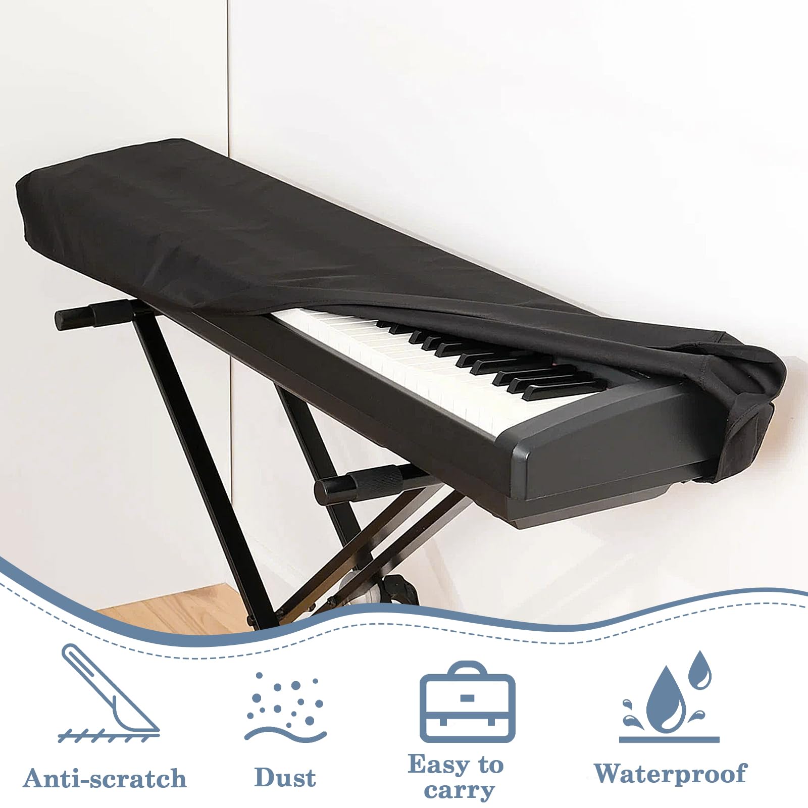 Piano Keyboard Dust Cover - Electronic Keyboard Cover, Digital Piano Keyboard Cover, Ideal for Yamaha Casio, Roland, Williams and More - Image 4
