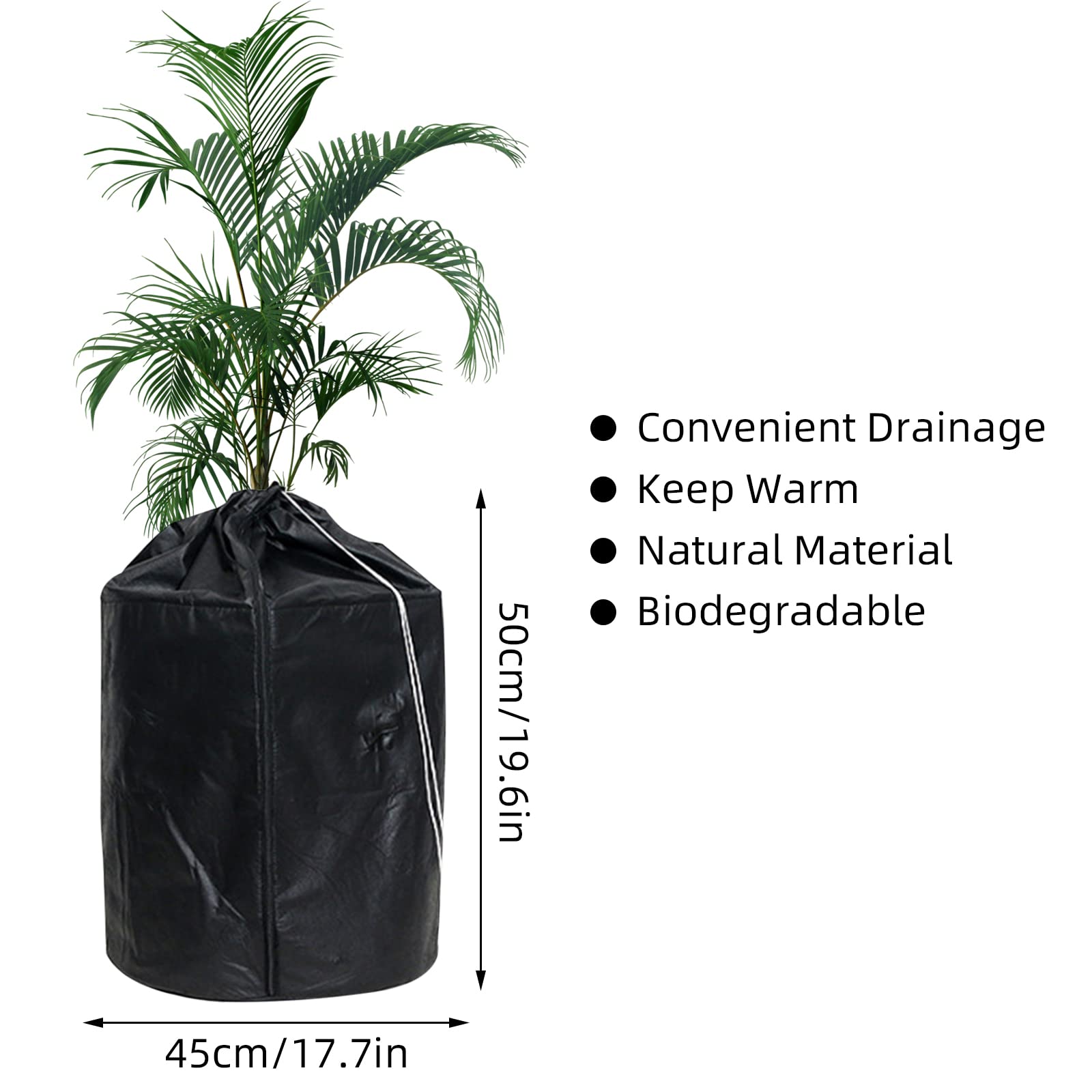 2 x termiczna ochrona doniczek, Ø 45 cm x wys. 50 cm, ochrona roślin przed mrozem, ochrona roślin doniczkowych, wielokrotnego użytku, worki ochronne do roślin doniczkowych