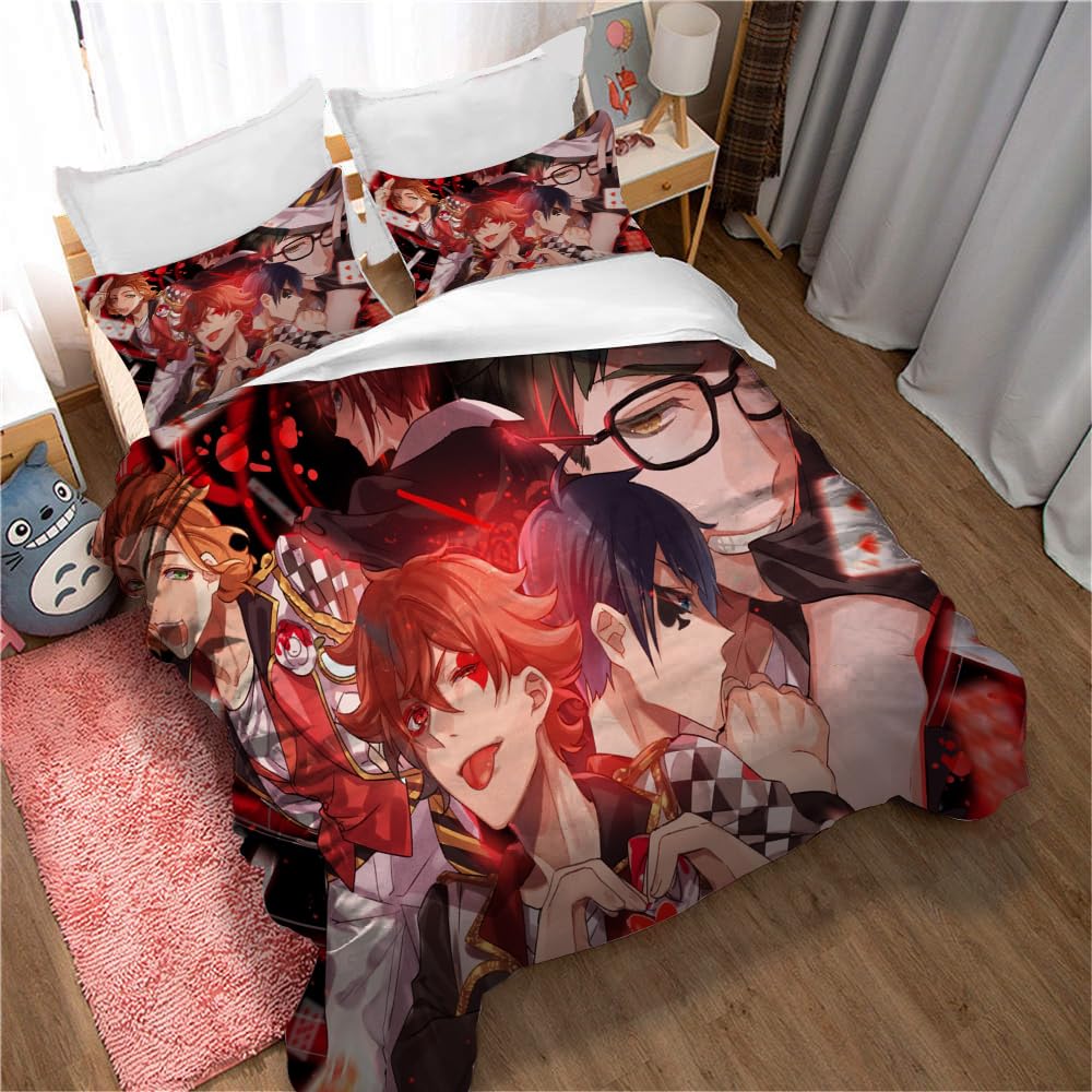 Ste-X Girls Tw 05 Duvet Cover Set Twisted Wonderland Bedding Set Kawaii Bedding Set Lovely Duvet Cover Quilt Cover Soft Bedspread Cover (220X230cm(King),)