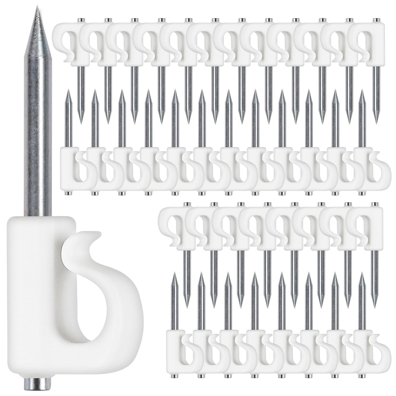 SELEWARE 40 Pack Q Hanger Nail Hooks for Outdoor Christmas String Lights