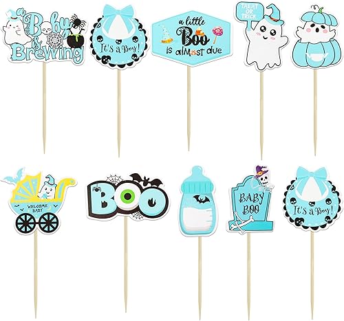 Miniatura 59 de Gyufise 24 piezas de decoración de magdalenas fantasmas – Purpurina blanca espeluznante Halloween Baby Shower Cupcake Picks para decoración