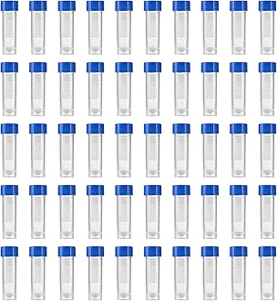 Eowpower 50 Pieces 5 ml Plastic Graduated Vial Sample Bottle Storage Container Tubes with Screw Caps