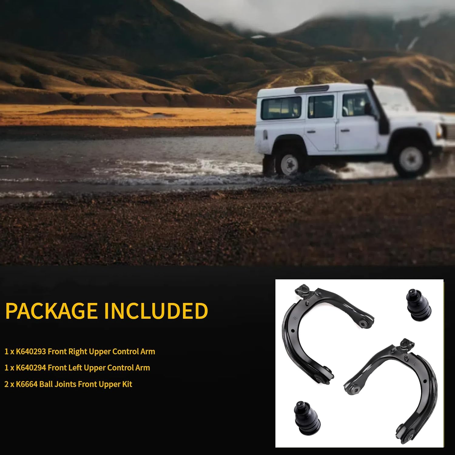 4pc Suspension Front Upper Control Arm + Front Upper Ball Joint Kit K640293 K640294 K6664 for Buick Rainier 2004-2007, for Chevrolet Trailblazer 2002-2009, SSR 2003-2006, for GMC Envoy 2002-2009