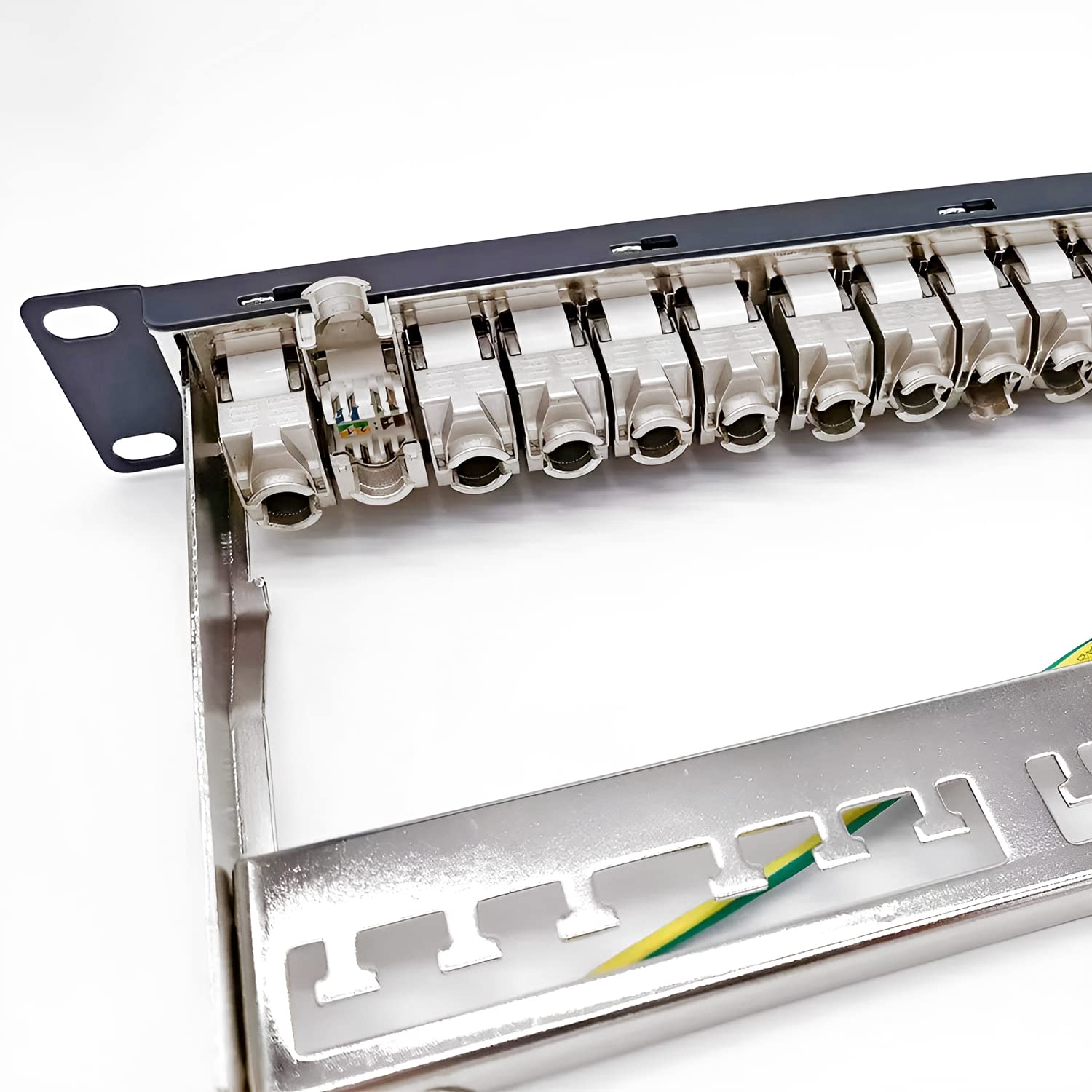 ARLI 24 Port 19" Patchpanel Set Patchfeld Modular 1HE 19 Zoll Rackeinbau + 24x Keystone Module CAT8.1 Kompatibel CAT7 LAN Netzwerk Verlegekabel Schwarz
