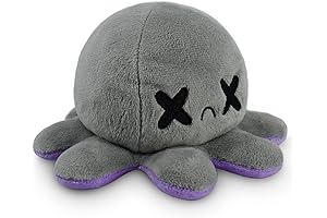 TeeTurtle - The Original Reversible Octopus Plushie - Happy Purple + Dead Gray