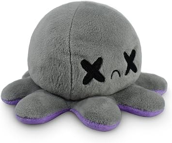 TeeTurtle Reversible Octopus Happy Purple 4 Inch Flip Plushie