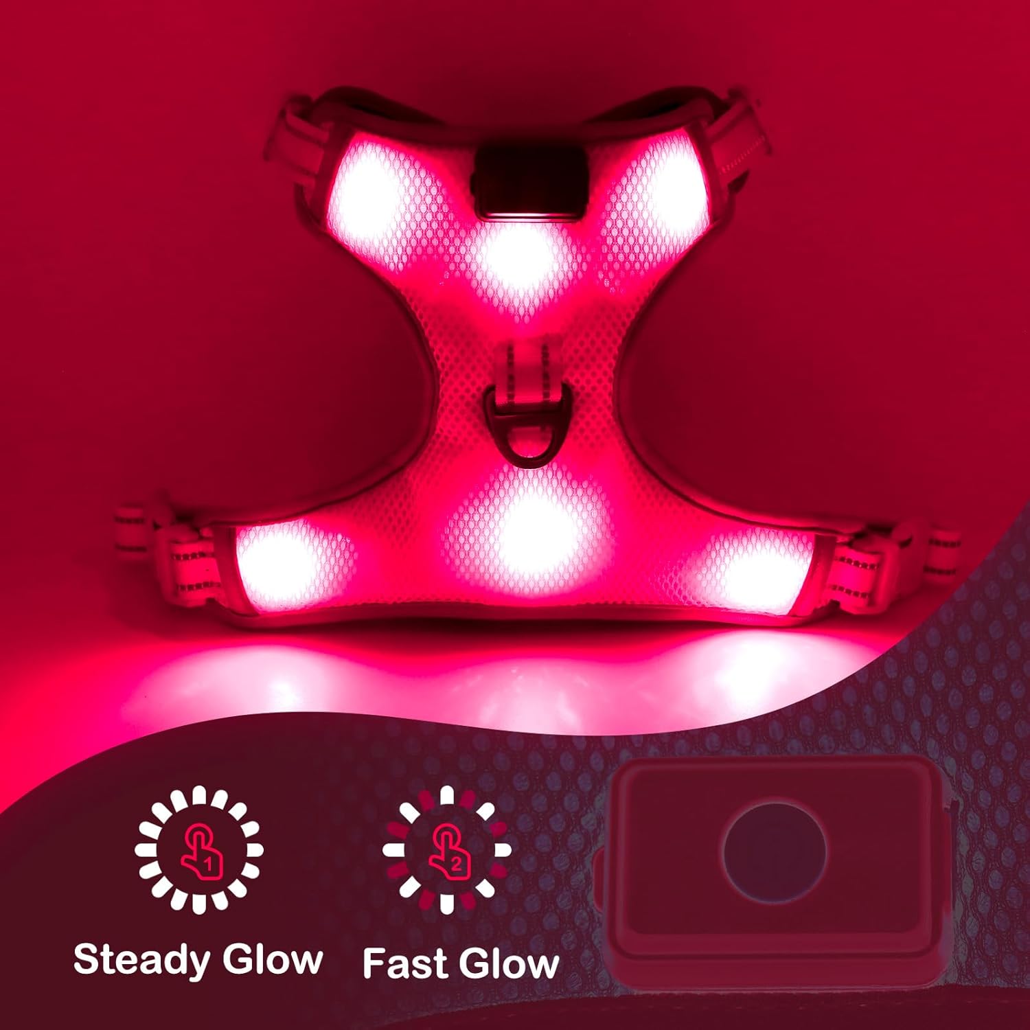 Light Up Dog Harness - BSEEN No-Pull LED Dog Harness Rechargeable - Glow in the Dark Pet Walking Vest for Small Dogs, Reflective Puppy Safety Lights for Night Walking (Pink, Small)