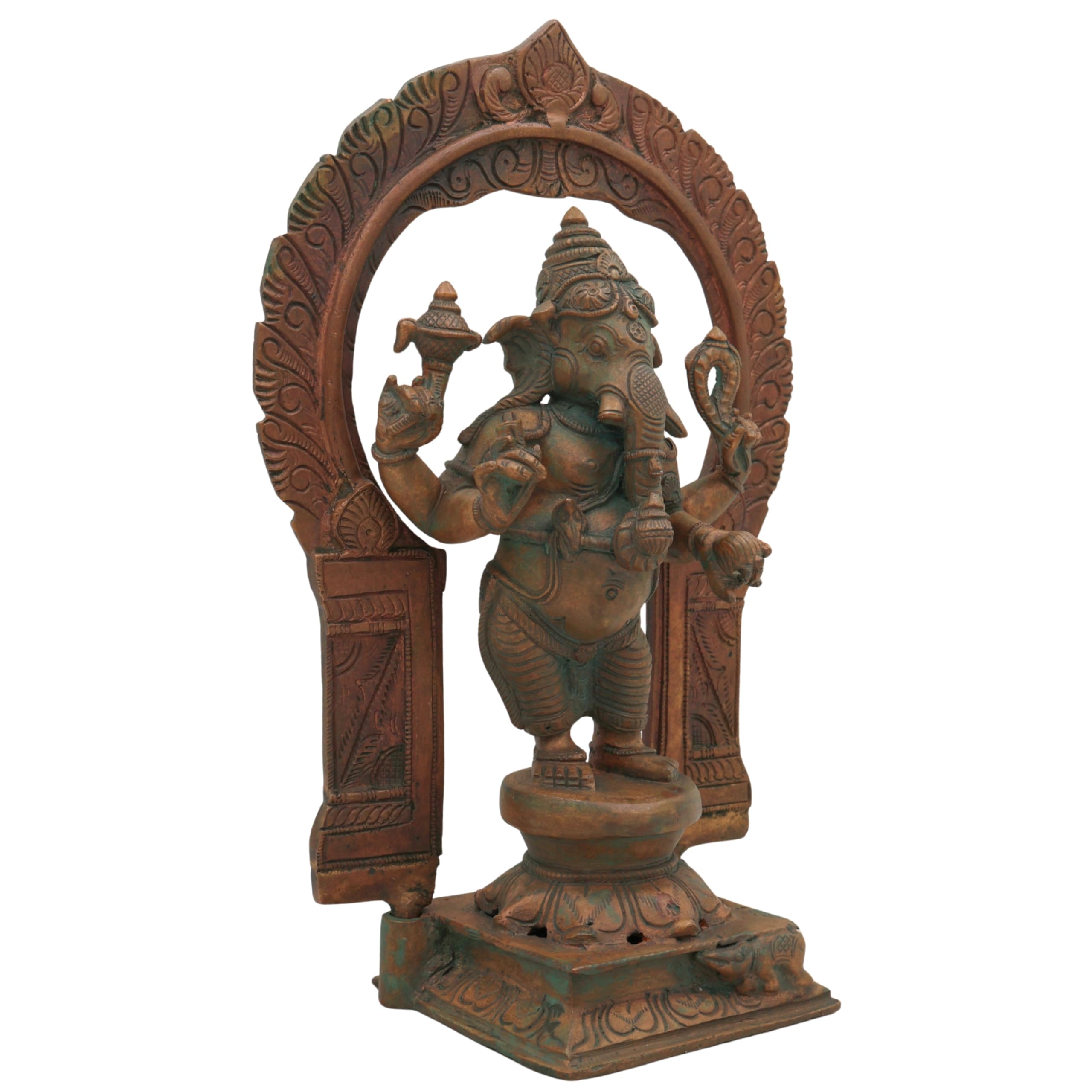 Bhunes Panchaloha Ganesha Idolo in piedi Ganpati Murti Vinayaka Vigraha per Pooja Home Tempio Decor Spiritual Vastu Gift Panchadhatu Statua in bronzo tradizionale fatto a mano marrone 26,9 cm 1 pezzo